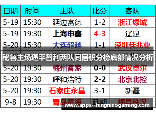 秘鲁主场逼平智利两队同居积分榜底部情况分析